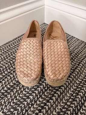 Sam Edelman Woven Catherine Espadrille Slip-On Loafers in Rose Gold